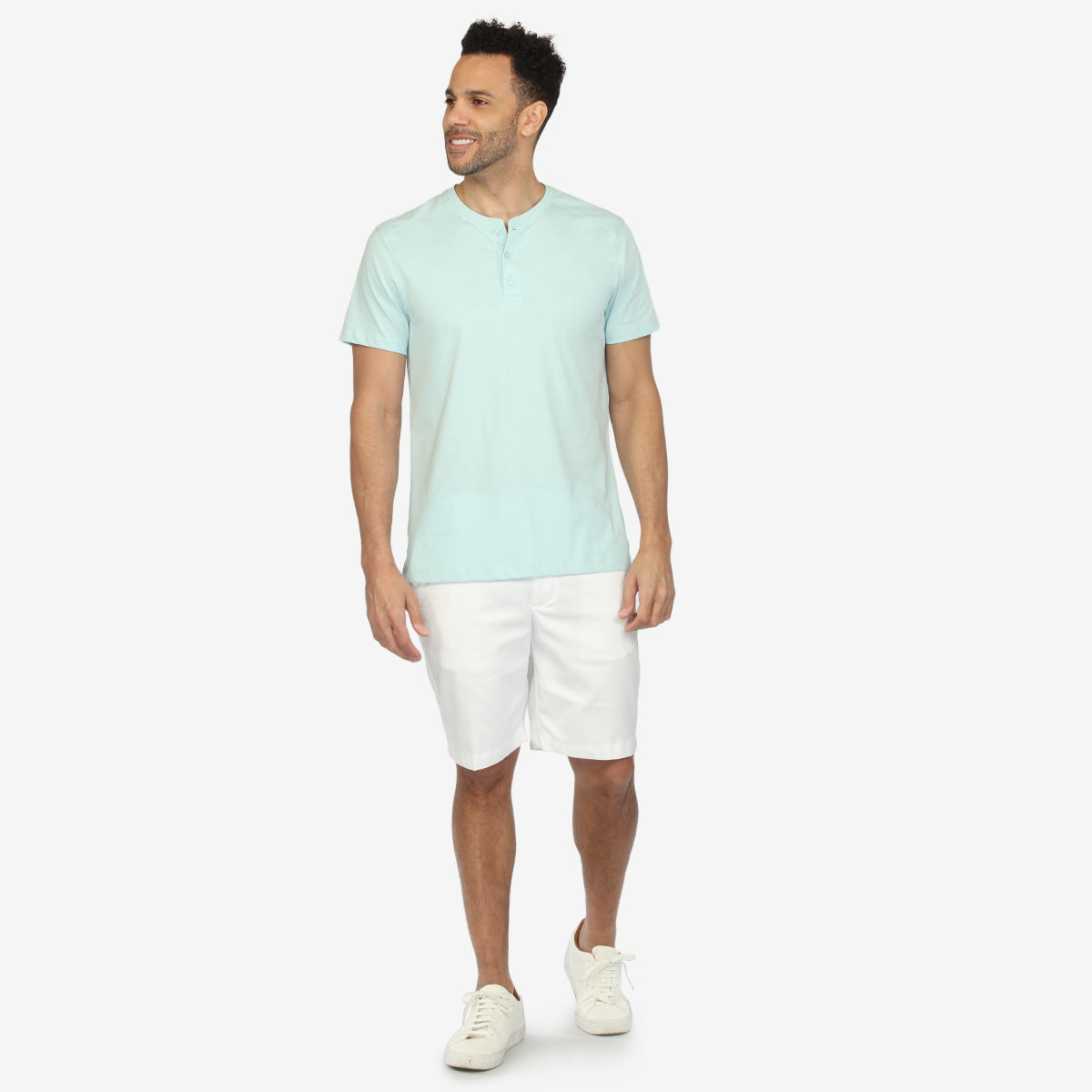 Aquamarine Heather Short Sleeve Henley