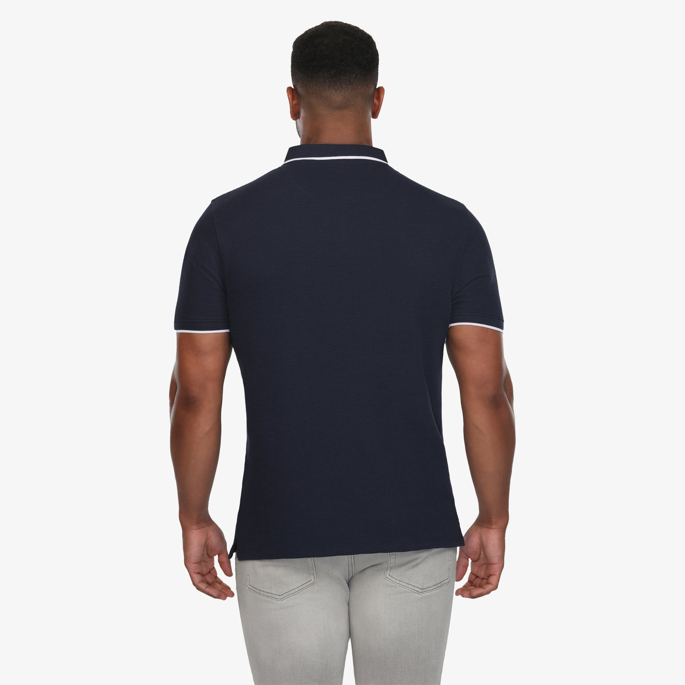 Navy Quarter Zip Waffle Polo