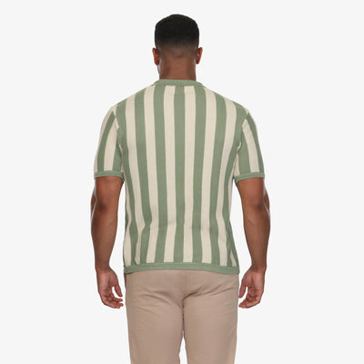 Retro Striped Knit Camp Shirt