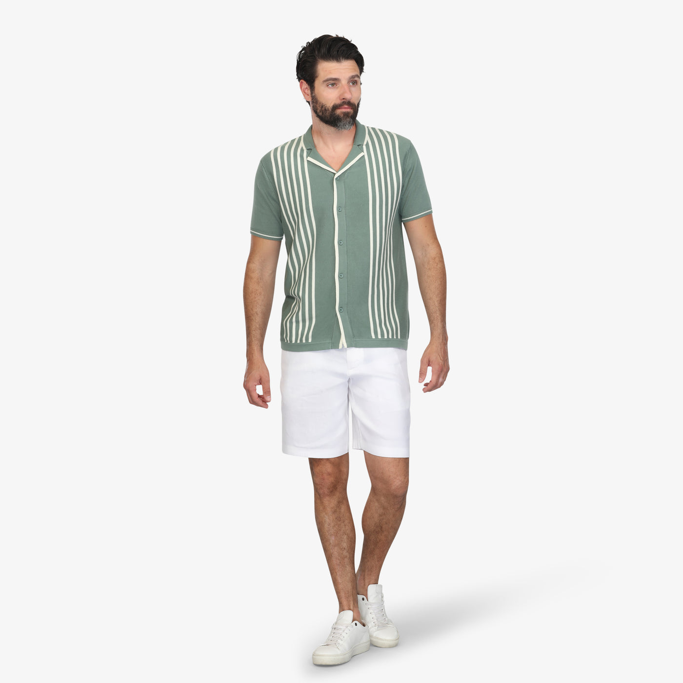 Forest Green Camp Collar Knit Shirt