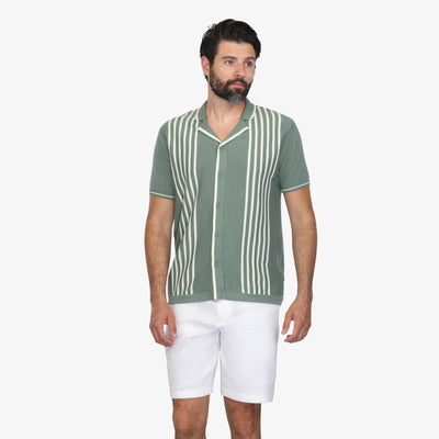 Forest Green Camp Collar Knit Shirt