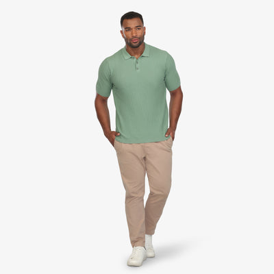 Willow Green Textured Knit Polo