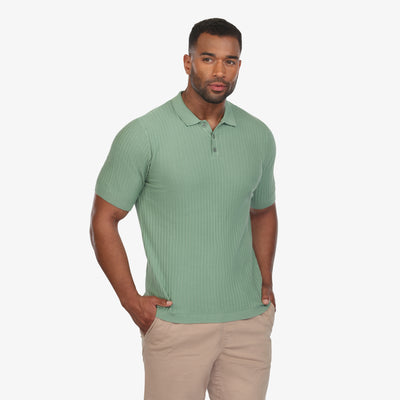 Willow Green Textured Knit Polo