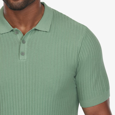Willow Green Textured Knit Polo