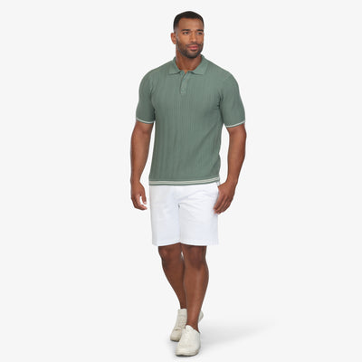 Sage Green Textured Knit Polo