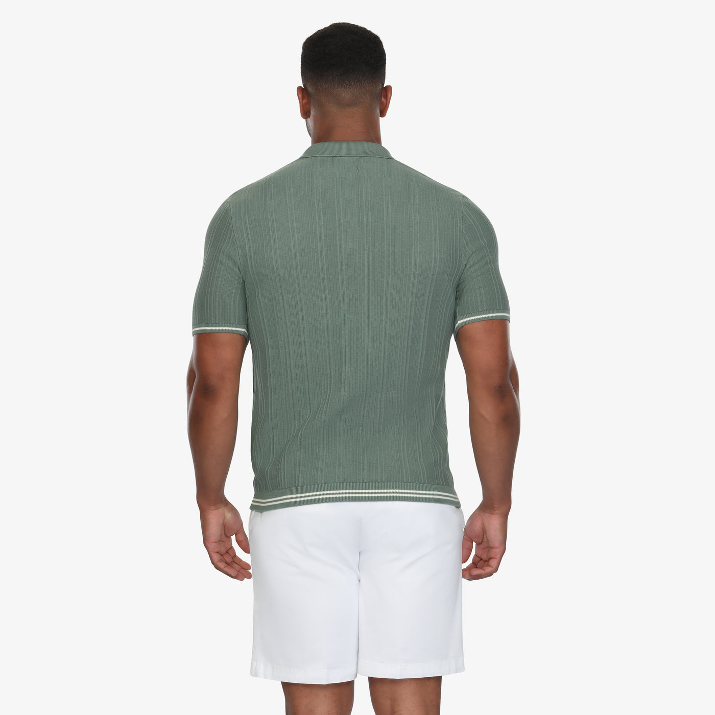 Sage Green Textured Knit Polo